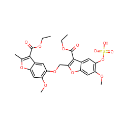 CCOC(=O)c1c(C)oc2cc(OC)c(OCc3oc4cc(OC)c(OS(=O)(=O)O)cc4c3C(=O)OCC)cc12 ZINC000072106529