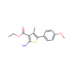 CCOC(=O)c1c(N)sc(-c2ccc(OC)cc2)c1C ZINC000002527455