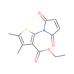 CCOC(=O)c1c(N2C(=O)C=CC2=O)sc(C)c1C ZINC000004065145