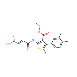 CCOC(=O)c1c(NC(=O)/C=C/C(=O)O)sc(C)c1-c1ccc(C)c(C)c1 ZINC000002759031