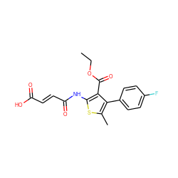 CCOC(=O)c1c(NC(=O)/C=C/C(=O)O)sc(C)c1-c1ccc(F)cc1 ZINC000004905095