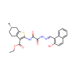 CCOC(=O)c1c(NC(=O)C(=O)N/N=C/c2c(O)ccc3ccccc23)sc2c1CC[C@H](C)C2 ZINC000002520308