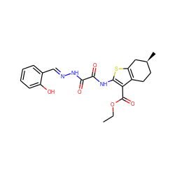 CCOC(=O)c1c(NC(=O)C(=O)N/N=C/c2ccccc2O)sc2c1CC[C@H](C)C2 ZINC000002520408