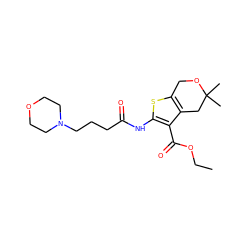 CCOC(=O)c1c(NC(=O)CCCN2CCOCC2)sc2c1CC(C)(C)OC2 ZINC000019791001