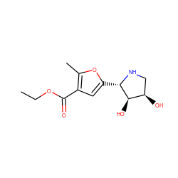 CCOC(=O)c1cc([C@@H]2NC[C@@H](O)[C@H]2O)oc1C ZINC000013817036