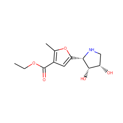 CCOC(=O)c1cc([C@@H]2NC[C@H](O)[C@@H]2O)oc1C ZINC000003636910