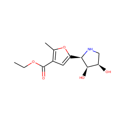 CCOC(=O)c1cc([C@H]2NC[C@@H](O)[C@H]2O)oc1C ZINC000013817046