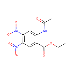 CCOC(=O)c1cc([N+](=O)[O-])c([N+](=O)[O-])cc1NC(C)=O ZINC000004114420