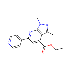 CCOC(=O)c1cc(-c2ccncc2)nc2c1c(C)nn2C ZINC000038140714