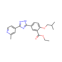 CCOC(=O)c1cc(-c2nc(-c3ccnc(C)c3)n[nH]2)ccc1OCC(C)C ZINC000040391566