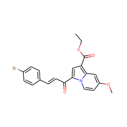 CCOC(=O)c1cc(C(=O)/C=C/c2ccc(Br)cc2)n2ccc(OC)cc12 ZINC000653840590