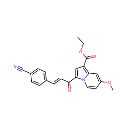 CCOC(=O)c1cc(C(=O)/C=C/c2ccc(C#N)cc2)n2ccc(OC)cc12 ZINC000653816361