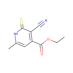 CCOC(=O)c1cc(C)[nH]c(=S)c1C#N ZINC000000128935