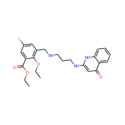 CCOC(=O)c1cc(I)cc(CNCCCNc2cc(=O)c3ccccc3[nH]2)c1OCC ZINC000027745807