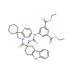 CCOC(=O)c1cc(NC(=O)N[C@@]2(C(=O)NCC3(c4ccccn4)CCCCC3)CCc3[nH]c4ccccc4c3C2)cc(C(=O)OCC)c1 ZINC000026834960