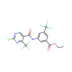 CCOC(=O)c1cc(NC(=O)c2cnc(Cl)nc2C(F)(F)F)cc(C(F)(F)F)c1 ZINC000013555214