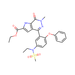 CCOC(=O)c1cc2c(-c3cc(N(CC)S(C)(=O)=O)ccc3Oc3ccccc3)nn(C)c(=O)c2[nH]1 ZINC000146695691