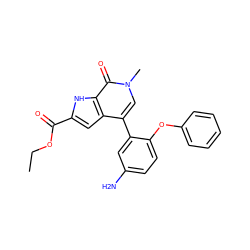 CCOC(=O)c1cc2c(-c3cc(N)ccc3Oc3ccccc3)cn(C)c(=O)c2[nH]1 ZINC000146400698