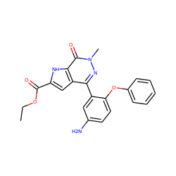 CCOC(=O)c1cc2c(-c3cc(N)ccc3Oc3ccccc3)nn(C)c(=O)c2[nH]1 ZINC000146666105