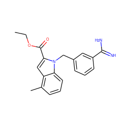 CCOC(=O)c1cc2c(C)cccc2n1Cc1cccc(C(=N)N)c1 ZINC000003831891