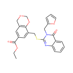 CCOC(=O)c1cc2c(c(CSc3nc4ccccc4c(=O)n3Cc3ccco3)c1)OCOC2 ZINC000001135417