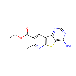 CCOC(=O)c1cc2c(nc1C)sc1c(N)ncnc12 ZINC000040395616