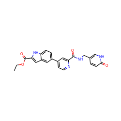 CCOC(=O)c1cc2cc(-c3ccnc(C(=O)NCc4ccc(=O)[nH]c4)c3)ccc2[nH]1 ZINC000115833614