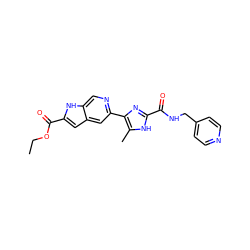 CCOC(=O)c1cc2cc(-c3nc(C(=O)NCc4ccncc4)[nH]c3C)ncc2[nH]1 ZINC000115833353