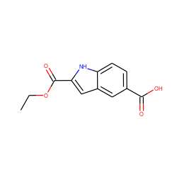 CCOC(=O)c1cc2cc(C(=O)O)ccc2[nH]1 ZINC000014985904