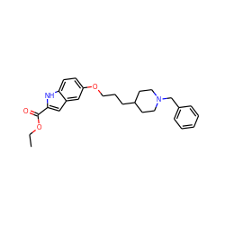 CCOC(=O)c1cc2cc(OCCCC3CCN(Cc4ccccc4)CC3)ccc2[nH]1 ZINC000299864844