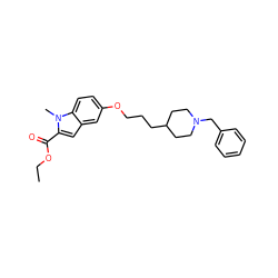 CCOC(=O)c1cc2cc(OCCCC3CCN(Cc4ccccc4)CC3)ccc2n1C ZINC000103248343