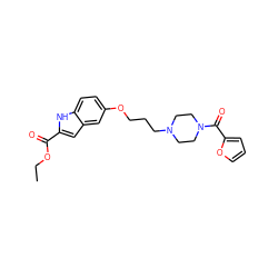 CCOC(=O)c1cc2cc(OCCCN3CCN(C(=O)c4ccco4)CC3)ccc2[nH]1 ZINC000045318243