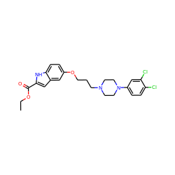 CCOC(=O)c1cc2cc(OCCCN3CCN(c4ccc(Cl)c(Cl)c4)CC3)ccc2[nH]1 ZINC000045256487