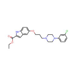 CCOC(=O)c1cc2cc(OCCCN3CCN(c4cccc(Cl)c4)CC3)ccc2[nH]1 ZINC000045253106