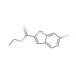 CCOC(=O)c1cc2ccc(Cl)cc2[nH]1 ZINC000002506068