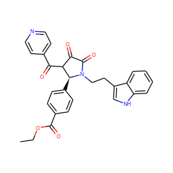 CCOC(=O)c1ccc([C@H]2C(C(=O)c3ccncc3)C(=O)C(=O)N2CCc2c[nH]c3ccccc23)cc1 ZINC000143695473