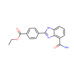 CCOC(=O)c1ccc(-c2nc3c(C(N)=O)cccc3[nH]2)cc1 ZINC000013834551