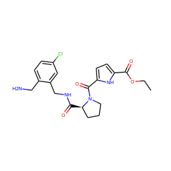 CCOC(=O)c1ccc(C(=O)N2CCC[C@H]2C(=O)NCc2cc(Cl)ccc2CN)[nH]1 ZINC000209406660