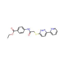 CCOC(=O)c1ccc(NC(=O)CSc2ccc(-c3ccccn3)nn2)cc1 ZINC000006859351