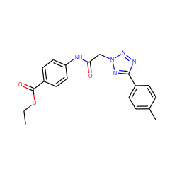 CCOC(=O)c1ccc(NC(=O)Cn2nnc(-c3ccc(C)cc3)n2)cc1 ZINC000001079664