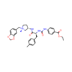 CCOC(=O)c1ccc(NC(=O)N[C@@H](Cc2ccc(C)cc2)C(=O)N[C@H]2CC[N@@+](C)(Cc3ccc4c(c3)OCO4)C2)cc1 ZINC000253798738