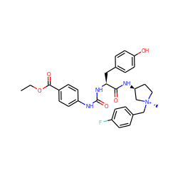 CCOC(=O)c1ccc(NC(=O)N[C@@H](Cc2ccc(O)cc2)C(=O)N[C@H]2CC[N@@+](C)(Cc3ccc(F)cc3)C2)cc1 ZINC000254101152