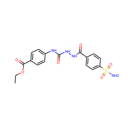 CCOC(=O)c1ccc(NC(=O)NNC(=O)c2ccc(S(N)(=O)=O)cc2)cc1 ZINC000013612901