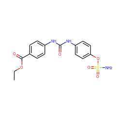 CCOC(=O)c1ccc(NC(=O)Nc2ccc(OS(N)(=O)=O)cc2)cc1 ZINC000084670329