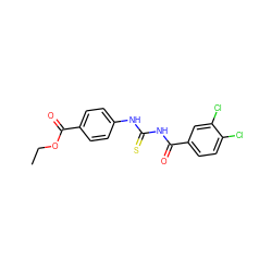 CCOC(=O)c1ccc(NC(=S)NC(=O)c2ccc(Cl)c(Cl)c2)cc1 ZINC000000641157