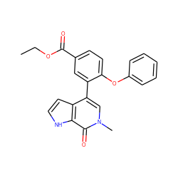 CCOC(=O)c1ccc(Oc2ccccc2)c(-c2cn(C)c(=O)c3[nH]ccc23)c1 ZINC000146486334