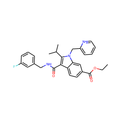 CCOC(=O)c1ccc2c(C(=O)NCc3cccc(F)c3)c(C(C)C)n(Cc3ccccn3)c2c1 ZINC000096172245