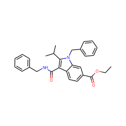 CCOC(=O)c1ccc2c(C(=O)NCc3ccccc3)c(C(C)C)n(Cc3ccccc3)c2c1 ZINC000096172229