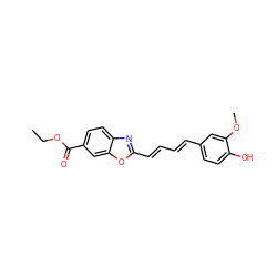 CCOC(=O)c1ccc2nc(/C=C/C=C/c3ccc(O)c(OC)c3)oc2c1 ZINC000027216187