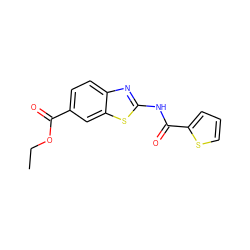 CCOC(=O)c1ccc2nc(NC(=O)c3cccs3)sc2c1 ZINC000000106519